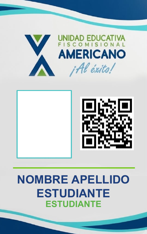 Carné de ejemplo de la Unidad Educativa Fiscomisional Americano